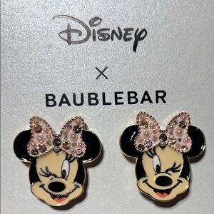 BaubleBar Disney Minnie Mouse Earrings - Pink and Black NWT